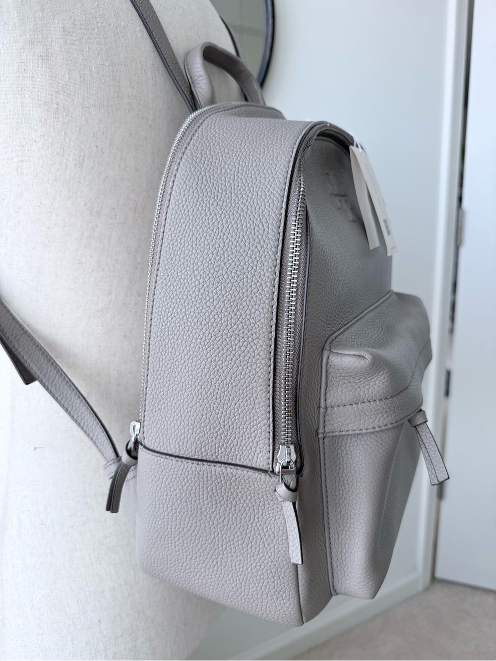 Tory Burch Slate Gray Pebbled Leather Backpack - Picture 2 of 10